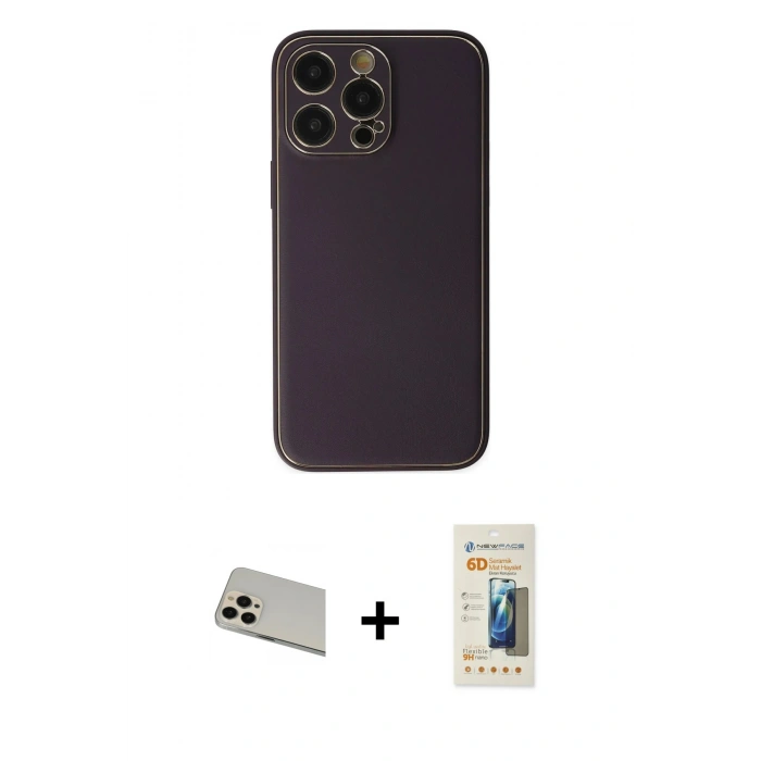 MARSİLYAN™- iPhone 13 Pro Max Kılıf Yadigar Klasik - Siyah 6D Mat Seramik Hayalet Nano Ekran Koruyucu + Rainbow Kamera Lens Koruma Cam - REGD