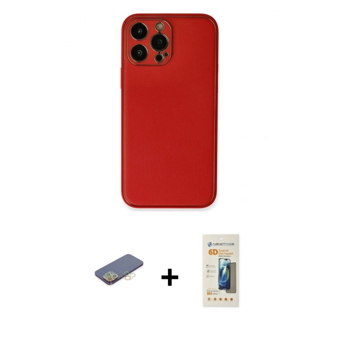 MARSİLYAN™- iPhone 13 Pro Max Kılıf Yadigar Klasik - Siyah 6D Mat Seramik Hayalet Nano Ekran Koruyucu + Sarı Renkli Kamera Lens Koruma Cam