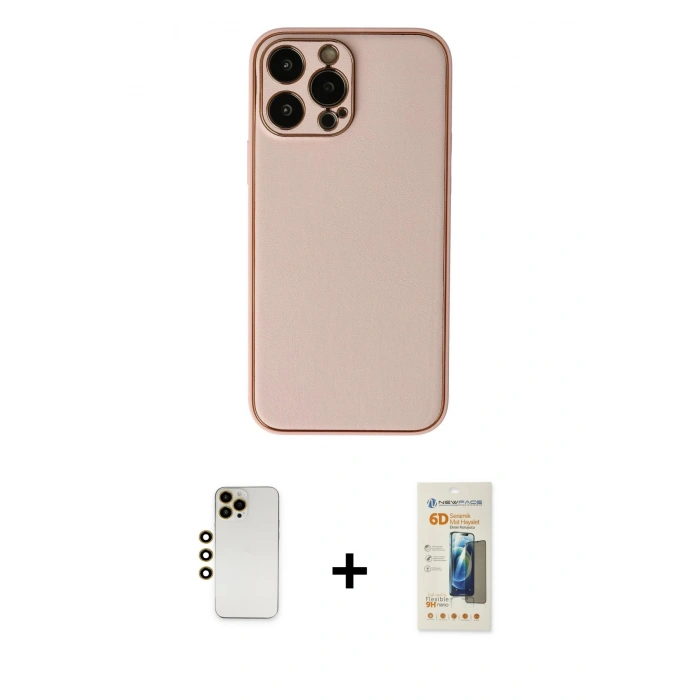 MARSİLYAN™- iPhone 13 Pro Max Kılıf Yadigar Klasik - Siyah 6D Mat Seramik Hayalet Nano Ekran Koruyucu + Shine Kamera Lens - GD