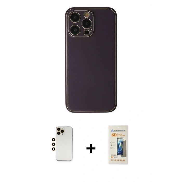 MARSİLYAN™- iPhone 13 Pro Max Kılıf Yadigar Klasik - Siyah 6D Mat Seramik Hayalet Nano Ekran Koruyucu + Shine Kamera Lens - GD