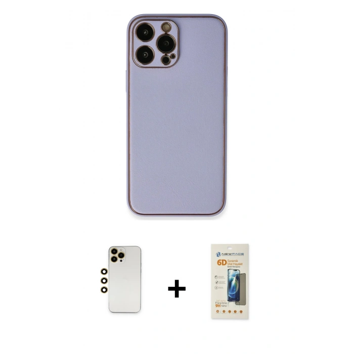 MARSİLYAN™- iPhone 13 Pro Max Kılıf Yadigar Klasik - Siyah 6D Mat Seramik Hayalet Nano Ekran Koruyucu + Shine Kamera Lens - GD