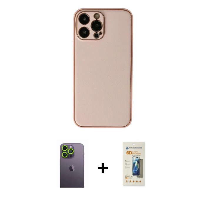 MARSİLYAN™- iPhone 13 Pro Max Kılıf Yadigar Klasik - Siyah 6D Mat Seramik Hayalet Nano Ekran Koruyucu + Neon Fosforlu Kamera Lens - YL