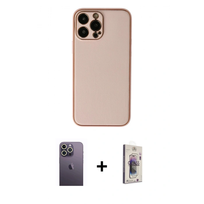 MARSİLYAN™- iPhone 13 Pro Max Kılıf Yadigar Klasik - Siyah Bilvis 3D Cam Ekran Koruyucu + Neon Fosforlu Kamera Lens - BZ