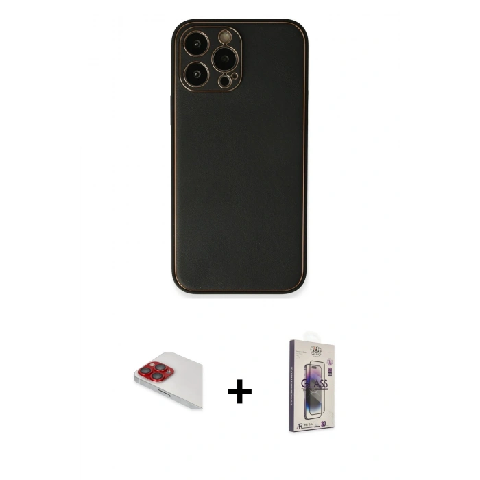 MARSİLYAN™- iPhone 13 Pro Max Kılıf Yadigar Klasik - Siyah Bilvis 3D Cam Ekran Koruyucu + Pers Alüminyum Kamera Lens - KI