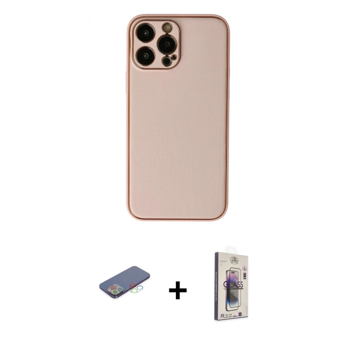 MARSİLYAN™- iPhone 13 Pro Max Kılıf Yadigar Klasik - Siyah Bilvis 3D Cam Ekran Koruyucu + Renkli Kamera Lens Koruma Cam - MI
