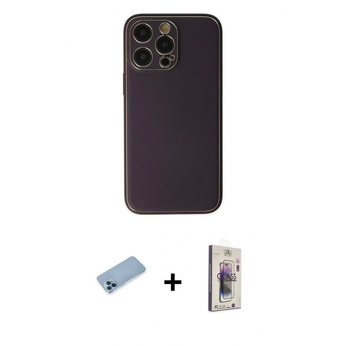 MARSİLYAN™- iPhone 13 Pro Max Kılıf Yadigar Klasik - Siyah Bilvis 3D Cam Ekran Koruyucu + Shine Kamera Lens Koruma Cam - MI