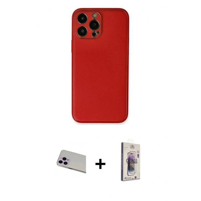 MARSİLYAN™- iPhone 13 Pro Max Kılıf Yadigar Klasik - Siyah Bilvis 3D Cam Ekran Koruyucu + Rainbow Kamera Lens Koruma Cam - MR