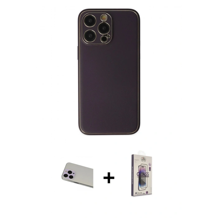 MARSİLYAN™- iPhone 13 Pro Max Kılıf Yadigar Klasik - Siyah Bilvis 3D Cam Ekran Koruyucu + Rainbow Kamera Lens Koruma Cam - MR
