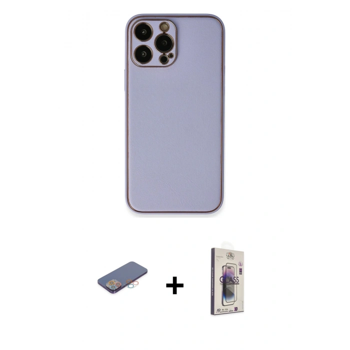 MARSİLYAN™- iPhone 13 Pro Max Kılıf Yadigar Klasik - Siyah Bilvis 3D Cam Ekran Koruyucu + Renkli Kamera Lens Koruma Cam - PE