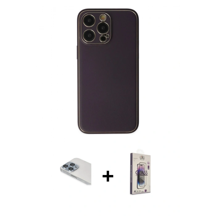 MARSİLYAN™- iPhone 13 Pro Max Kılıf Yadigar Klasik - Siyah Bilvis 3D Cam Ekran Koruyucu + Pers Alüminyum Kamera Lens - SABE