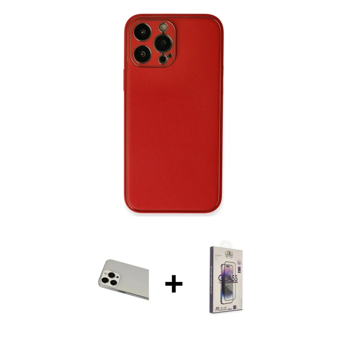 MARSİLYAN™- iPhone 13 Pro Max Kılıf Yadigar Klasik - Siyah Bilvis 3D Cam Ekran Koruyucu + Rainbow Kamera Lens Koruma Cam - BZ