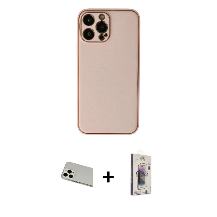 MARSİLYAN™- iPhone 13 Pro Max Kılıf Yadigar Klasik - Siyah Bilvis 3D Cam Ekran Koruyucu + Rainbow Kamera Lens Koruma Cam - BZ