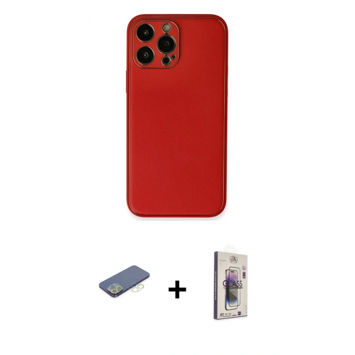 MARSİLYAN™- iPhone 13 Pro Max Kılıf Yadigar Klasik - Siyah Bilvis 3D Cam Ekran Koruyucu + Renkli Kamera Lens Koruma Cam - YL