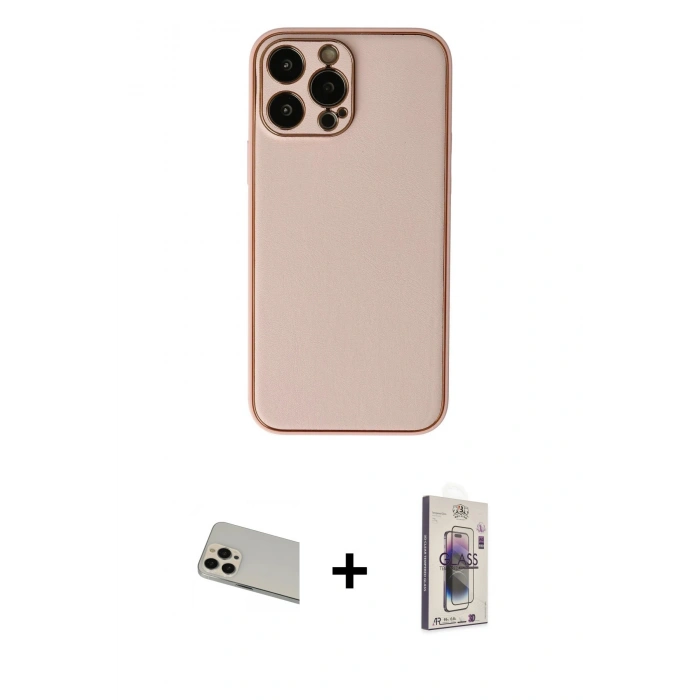 MARSİLYAN™- iPhone 13 Pro Max Kılıf Yadigar Klasik - Siyah Bilvis 3D Cam Ekran Koruyucu + Rainbow Kamera Lens Koruma Cam - REGD