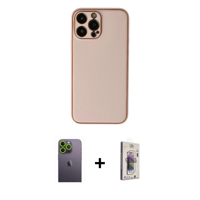 MARSİLYAN™- iPhone 13 Pro Max Kılıf Yadigar Klasik - Siyah Bilvis 3D Cam Ekran Koruyucu + Neon Fosforlu Kamera Lens - YL