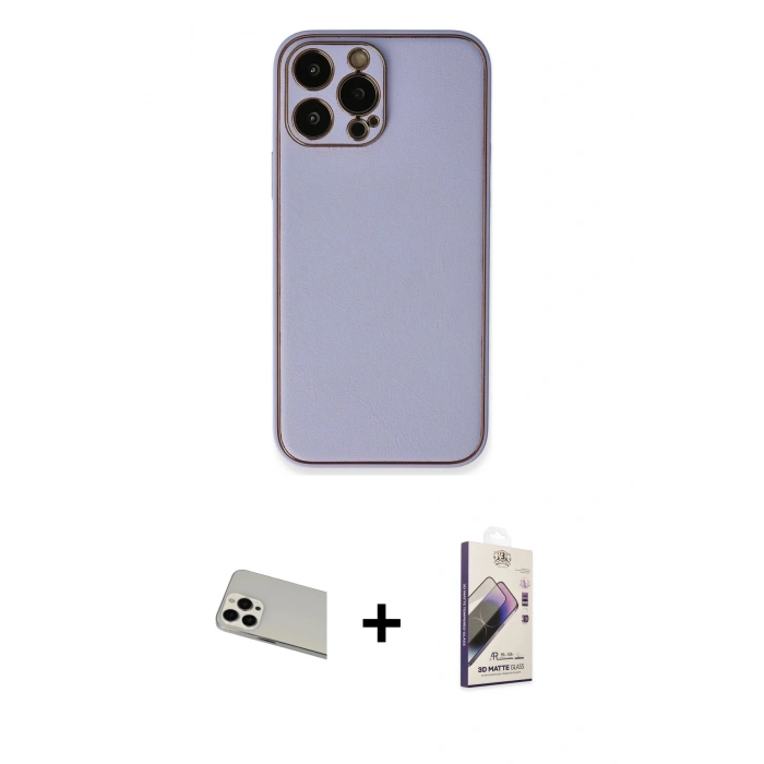 MARSİLYAN™- iPhone 13 Pro Max Kılıf Yadigar Klasik - Siyah Bilvis 3D Mat Cam Ekran Koruyucu + Rainbow Kamera Lens Koruma Cam - BZ