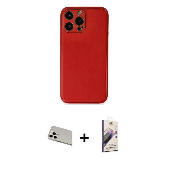 MARSİLYAN™- iPhone 13 Pro Max Kılıf Yadigar Klasik - Siyah Bilvis 3D Mat Cam Ekran Koruyucu + Rainbow Kamera Lens Koruma Cam - BZ