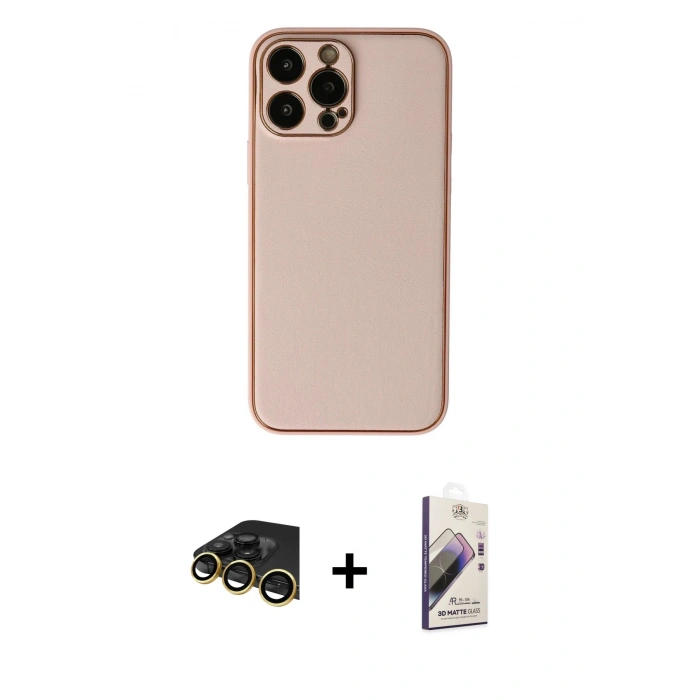 MARSİLYAN™- iPhone 13 Pro Max Kılıf Yadigar Klasik - Siyah Bilvis 3D Mat Cam Ekran Koruyucu + Raze Metal Kamera Lens - GD