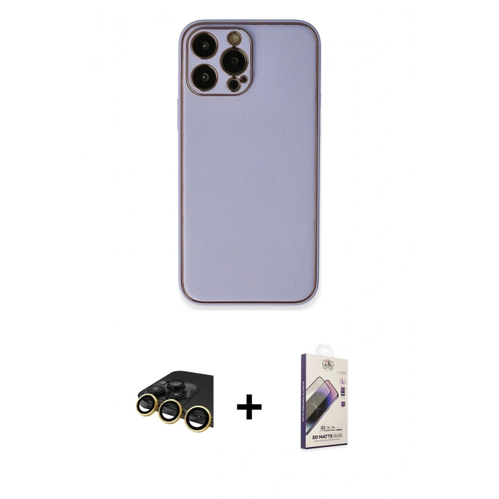 MARSİLYAN™- iPhone 13 Pro Max Kılıf Yadigar Klasik - Siyah Bilvis 3D Mat Cam Ekran Koruyucu + Raze Metal Kamera Lens - GD