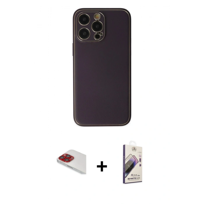 MARSİLYAN™- iPhone 13 Pro Max Kılıf Yadigar Klasik - Siyah Bilvis 3D Mat Cam Ekran Koruyucu + Pers Alüminyum Kamera Lens - KI