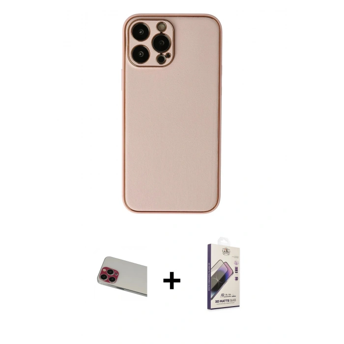 MARSİLYAN™- iPhone 13 Pro Max Kılıf Yadigar Klasik - Siyah Bilvis 3D Mat Cam Ekran Koruyucu + Rainbow Kamera Lens Koruma Cam - KI