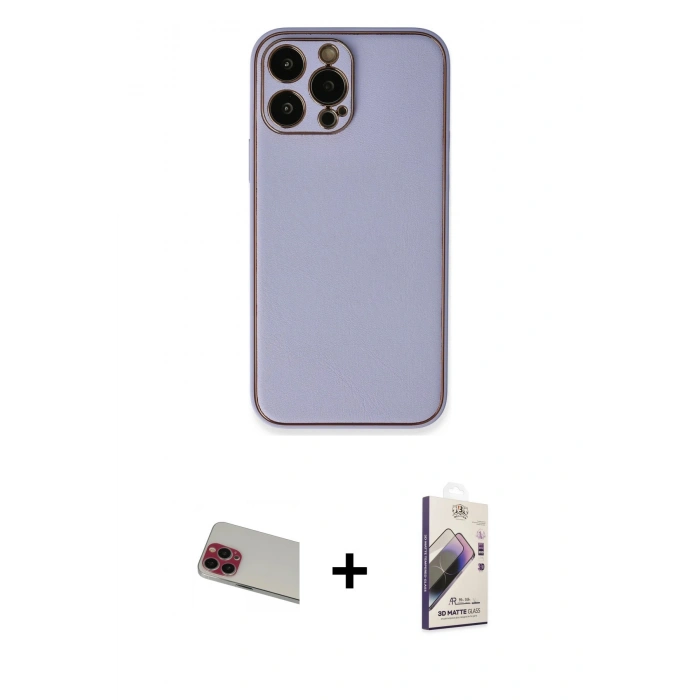 MARSİLYAN™- iPhone 13 Pro Max Kılıf Yadigar Klasik - Siyah Bilvis 3D Mat Cam Ekran Koruyucu + Rainbow Kamera Lens Koruma Cam - KI