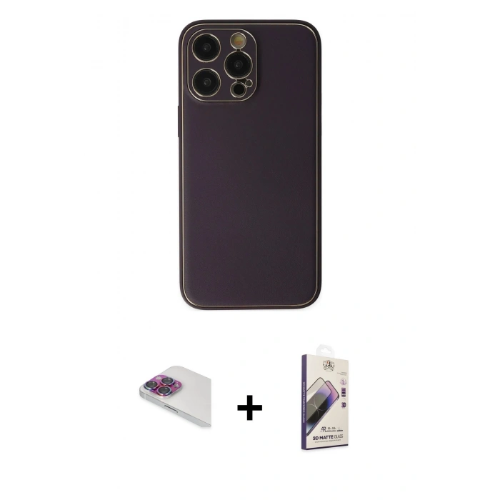 MARSİLYAN™- iPhone 13 Pro Max Kılıf Yadigar Klasik - Siyah Bilvis 3D Mat Cam Ekran Koruyucu + Pers Alüminyum Kamera Lens - GI