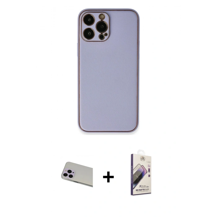 MARSİLYAN™- iPhone 13 Pro Max Kılıf Yadigar Klasik - Siyah Bilvis 3D Mat Cam Ekran Koruyucu + Rainbow Kamera Lens Koruma Cam - MR