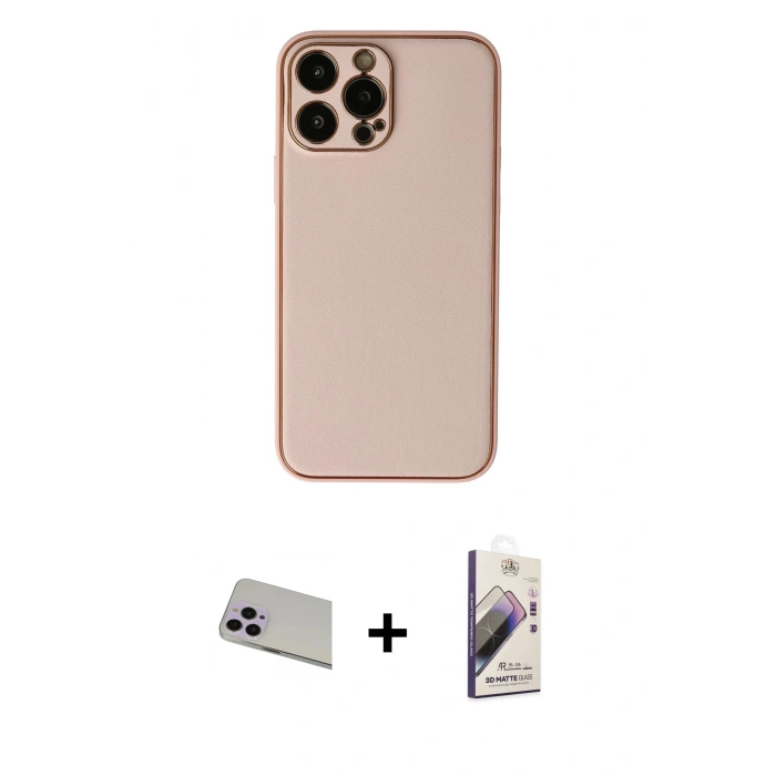 MARSİLYAN™- iPhone 13 Pro Max Kılıf Yadigar Klasik - Siyah Bilvis 3D Mat Cam Ekran Koruyucu + Rainbow Kamera Lens Koruma Cam - MR