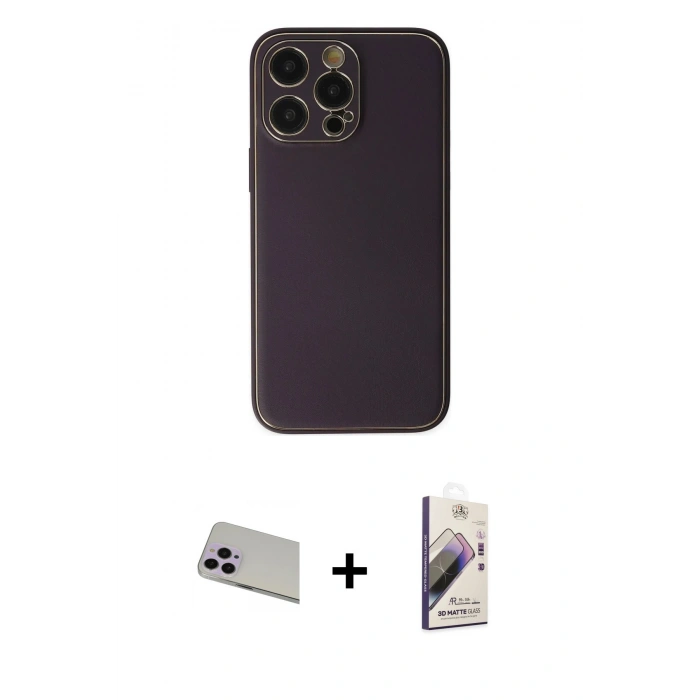 MARSİLYAN™- iPhone 13 Pro Max Kılıf Yadigar Klasik - Siyah Bilvis 3D Mat Cam Ekran Koruyucu + Rainbow Kamera Lens Koruma Cam - MR