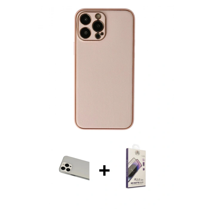 MARSİLYAN™- iPhone 13 Pro Max Kılıf Yadigar Klasik - Siyah Bilvis 3D Mat Cam Ekran Koruyucu + Rainbow Kamera Lens Koruma Cam - BZ