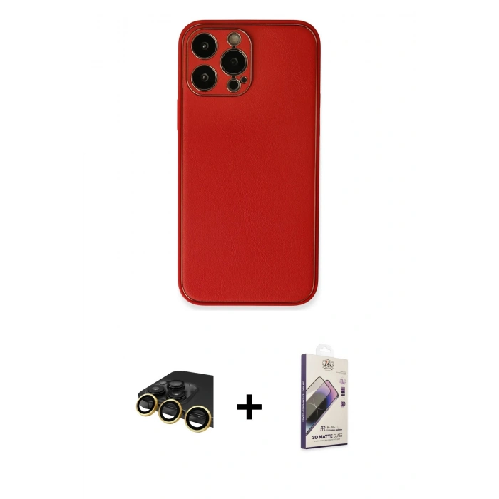 MARSİLYAN™- iPhone 13 Pro Max Kılıf Yadigar Klasik - Siyah Bilvis 3D Mat Cam Ekran Koruyucu + Raze Metal Kamera Lens - GD