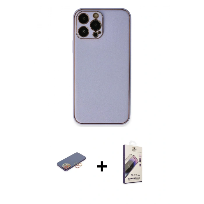 MARSİLYAN™- iPhone 13 Pro Max Kılıf Yadigar Klasik - Siyah Bilvis 3D Mat Cam Ekran Koruyucu + Renkli Kamera Lens Koruma Cam - TU