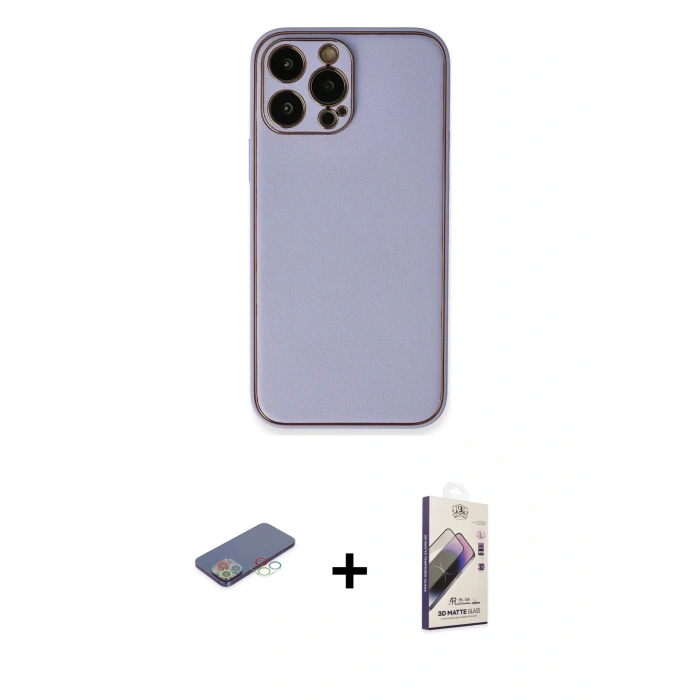 MARSİLYAN™- iPhone 13 Pro Max Kılıf Yadigar Klasik - Siyah Bilvis 3D Mat Cam Ekran Koruyucu + Renkli Kamera Lens Koruma Cam - MI