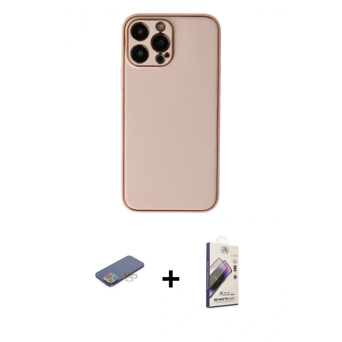 MARSİLYAN™- iPhone 13 Pro Max Kılıf Yadigar Klasik - Siyah Bilvis 3D Mat Cam Ekran Koruyucu + Renkli Kamera Lens Koruma Cam - MI