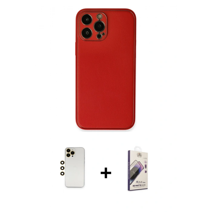 MARSİLYAN™- iPhone 13 Pro Max Kılıf Yadigar Klasik - Siyah Bilvis 3D Mat Cam Ekran Koruyucu + Shine Kamera Lens - GD