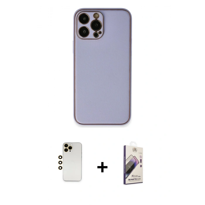 MARSİLYAN™- iPhone 13 Pro Max Kılıf Yadigar Klasik - Siyah Bilvis 3D Mat Cam Ekran Koruyucu + Shine Kamera Lens - GD