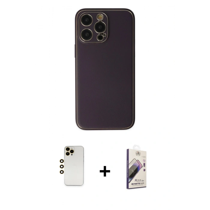 MARSİLYAN™- iPhone 13 Pro Max Kılıf Yadigar Klasik - Siyah Bilvis 3D Mat Cam Ekran Koruyucu + Shine Kamera Lens - GD