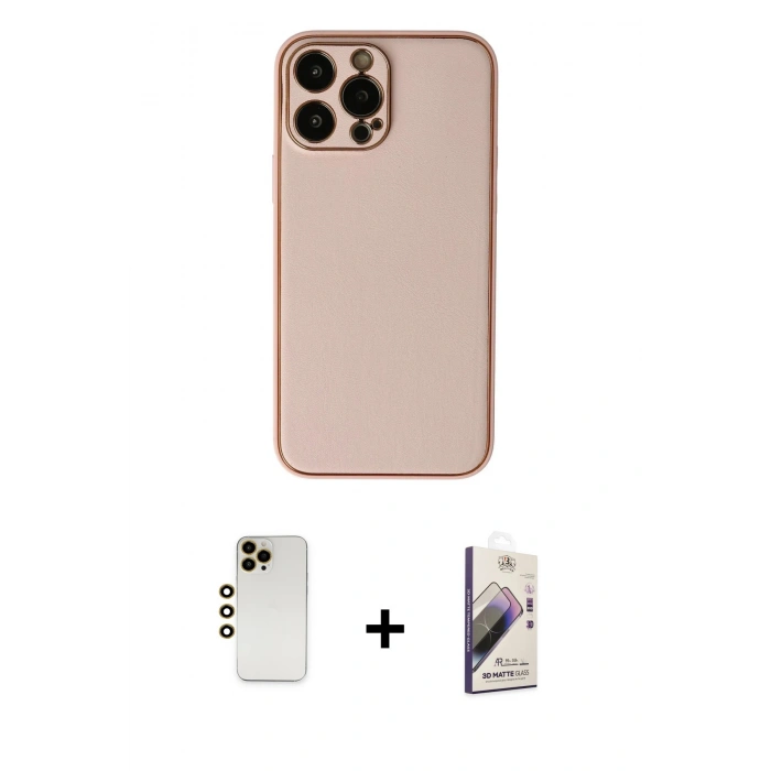 MARSİLYAN™- iPhone 13 Pro Max Kılıf Yadigar Klasik - Siyah Bilvis 3D Mat Cam Ekran Koruyucu + Shine Kamera Lens - GD