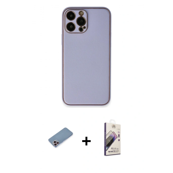 MARSİLYAN™- iPhone 13 Pro Max Kılıf Yadigar Klasik - Siyah Bilvis 3D Mat Cam Ekran Koruyucu + Shine Kamera Lens Koruma Cam - PE