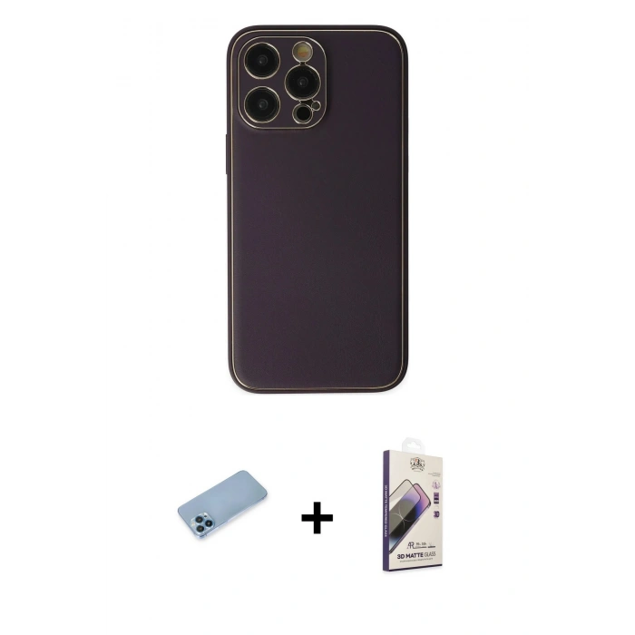 MARSİLYAN™- iPhone 13 Pro Max Kılıf Yadigar Klasik - Siyah Bilvis 3D Mat Cam Ekran Koruyucu + Shine Kamera Lens Koruma Cam - MI