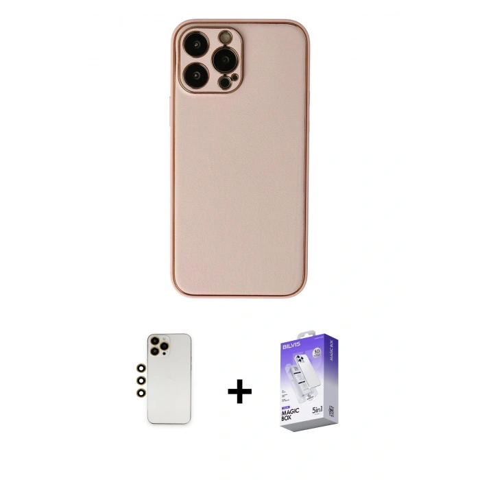 MARSİLYAN™- iPhone 13 Pro Max Kılıf Yadigar Klasik - Siyah Bilvis 5in1 3D Magic Cam Ekran Koruyucu + Gold Shine Kamera Lens
