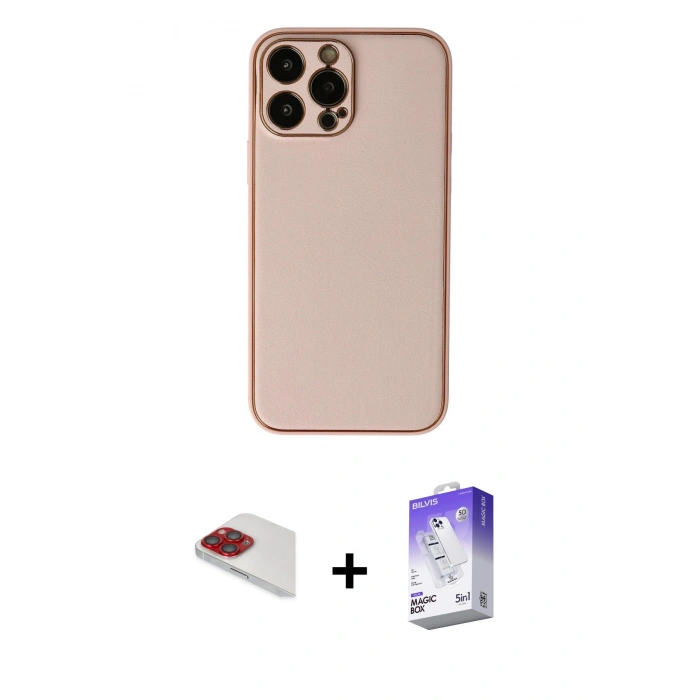 MARSİLYAN™- iPhone 13 Pro Max Kılıf Yadigar Klasik - Siyah Bilvis 5in1 3D Magic Cam Ekran Koruyucu + Pers Alüminyum Kamera Lens - KI