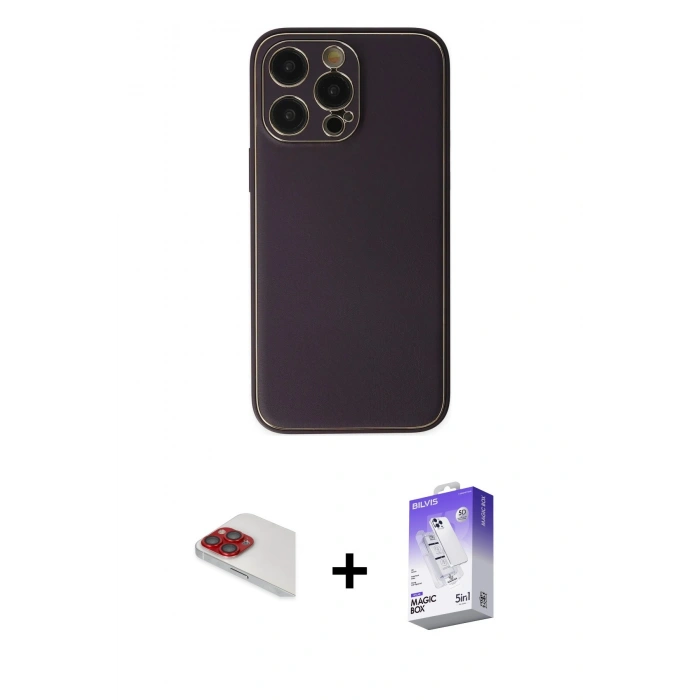 MARSİLYAN™- iPhone 13 Pro Max Kılıf Yadigar Klasik - Siyah Bilvis 5in1 3D Magic Cam Ekran Koruyucu + Pers Alüminyum Kamera Lens - KI