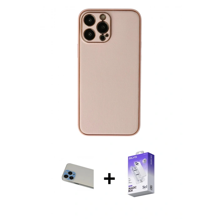 MARSİLYAN™- iPhone 13 Pro Max Kılıf Yadigar Klasik - Siyah Bilvis 5in1 3D Magic Cam Ekran Koruyucu + Rainbow Kamera Lens Koruma Cam - MI