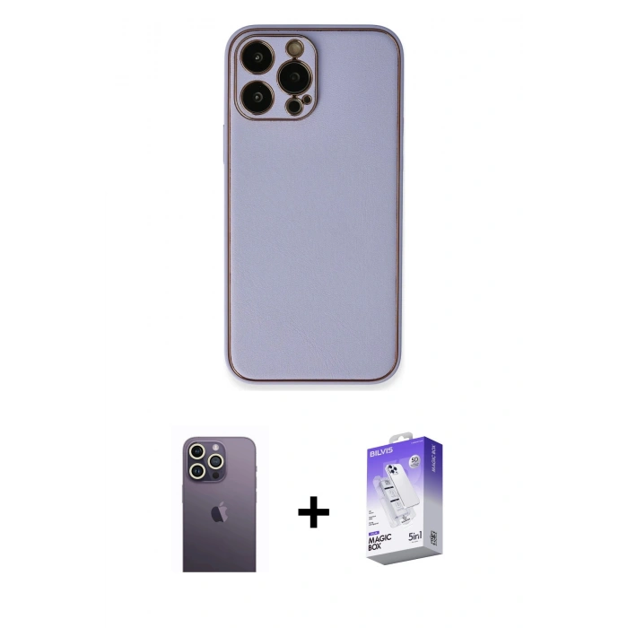 MARSİLYAN™- iPhone 13 Pro Max Kılıf Yadigar Klasik - Siyah Bilvis 5in1 3D Magic Cam Ekran Koruyucu + Neon Fosforlu Kamera Lens - BZ