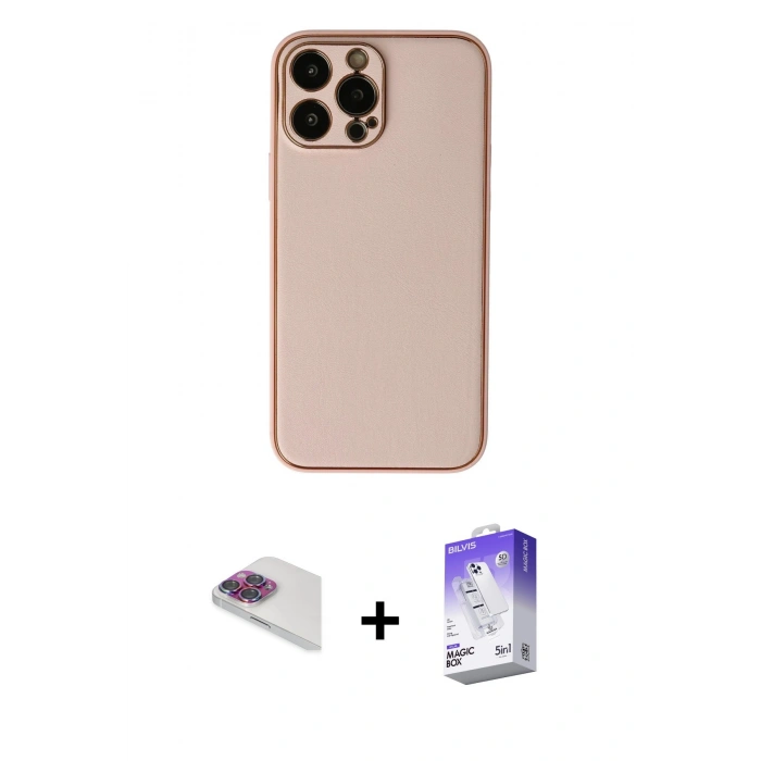 MARSİLYAN™- iPhone 13 Pro Max Kılıf Yadigar Klasik - Siyah Bilvis 5in1 3D Magic Cam Ekran Koruyucu + Pers Alüminyum Kamera Lens - GI