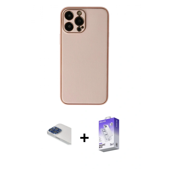 MARSİLYAN™- iPhone 13 Pro Max Kılıf Yadigar Klasik - Siyah Bilvis 5in1 3D Magic Cam Ekran Koruyucu + Pers Alüminyum Kamera Lens - LT