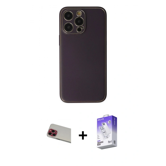MARSİLYAN™- iPhone 13 Pro Max Kılıf Yadigar Klasik - Siyah Bilvis 5in1 3D Magic Cam Ekran Koruyucu + Rainbow Kamera Lens Koruma Cam - KI
