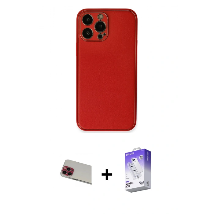 MARSİLYAN™- iPhone 13 Pro Max Kılıf Yadigar Klasik - Siyah Bilvis 5in1 3D Magic Cam Ekran Koruyucu + Rainbow Kamera Lens Koruma Cam - KI